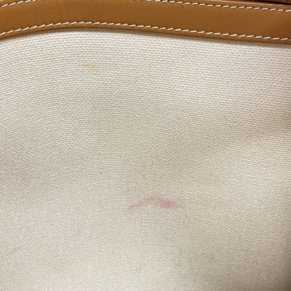 Celine Tote Canvas Leather Light Brown White Gold Hardware 2way Bag Ladies