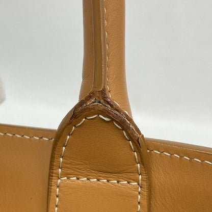 Celine Tote Canvas Leather Light Brown White Gold Hardware 2way Bag Ladies