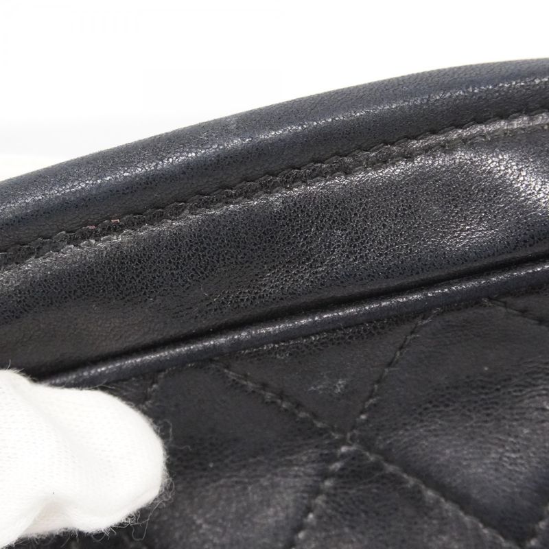 Chanel Shoulder Bag Matelasse Lambskin Black Gold Hardware Women