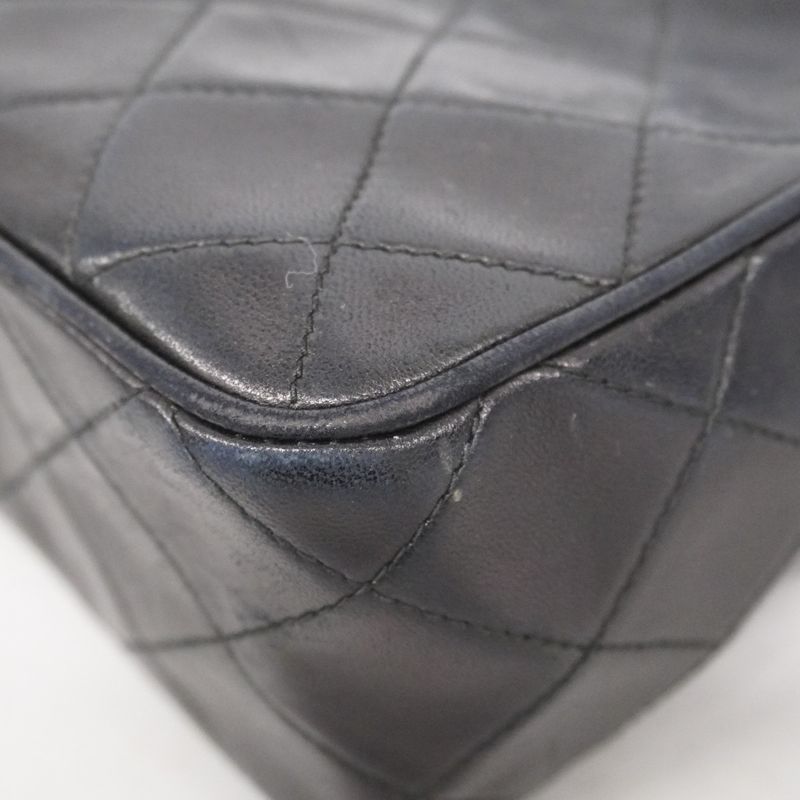 Chanel Shoulder Bag Matelasse Lambskin Black Gold Hardware Women