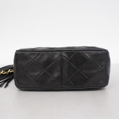 Chanel Shoulder Bag Matelasse Lambskin Black Gold Hardware Women