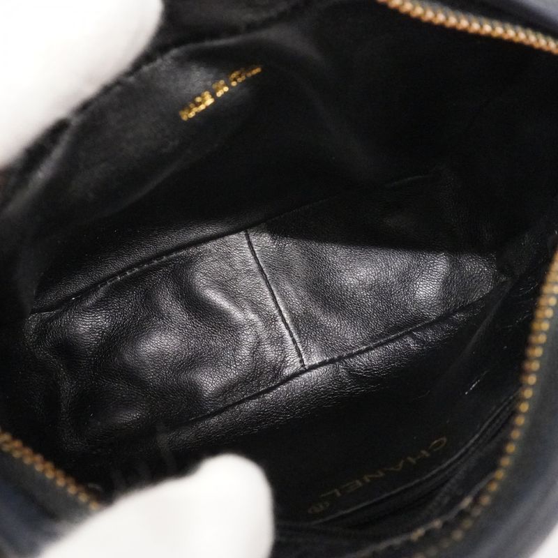 Chanel Shoulder Bag Matelasse Lambskin Black Gold Hardware Women