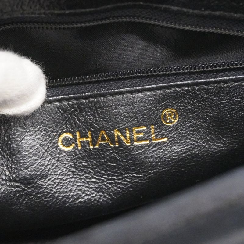 Chanel Shoulder Bag Matelasse Lambskin Black Gold Hardware Women