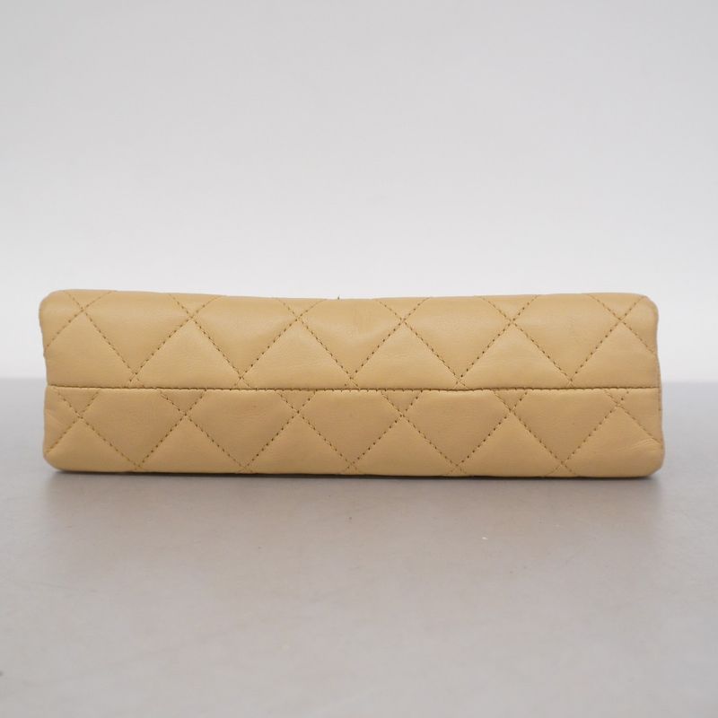 Chanel Shoulder Bag Mini Matelasse Lambskin Beige Gold Hardware Women