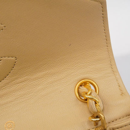 Chanel Shoulder Bag Mini Matelasse Lambskin Beige Gold Hardware Women