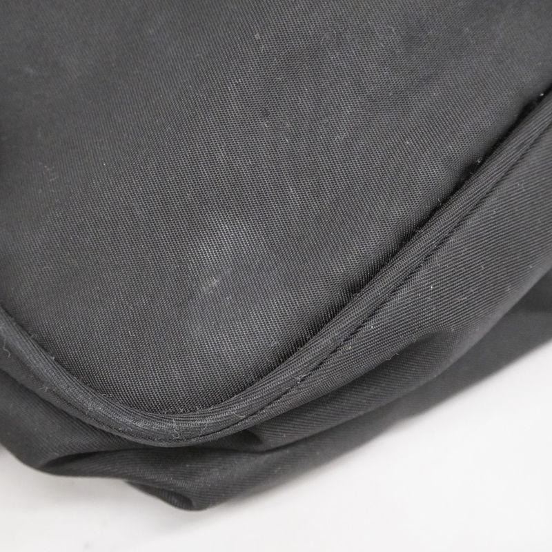 Prada Shoulder Bag Tessuto Nylon Black Silver Hardware Men Women Unisex