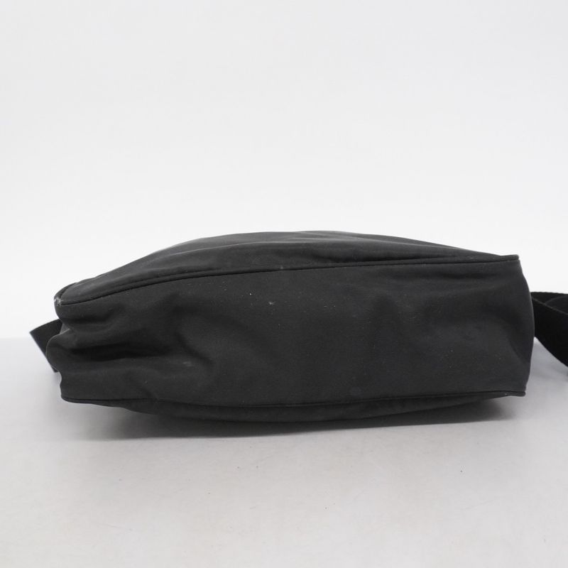 Prada Shoulder Bag Tessuto Nylon Black Silver Hardware Men Women Unisex