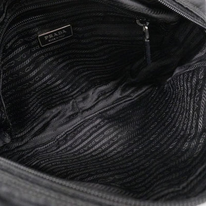 Prada Shoulder Bag Tessuto Nylon Black Silver Hardware Men Women Unisex