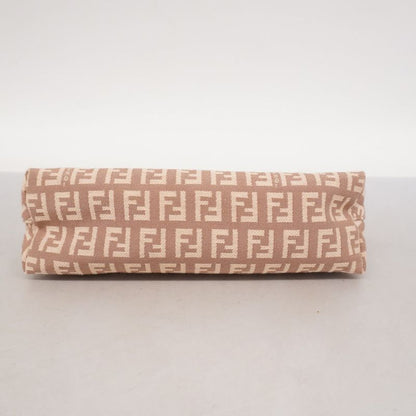 Fendi Pouch Zucchino Cotton Pink Beige Chien Pan Gold Hardware Women's