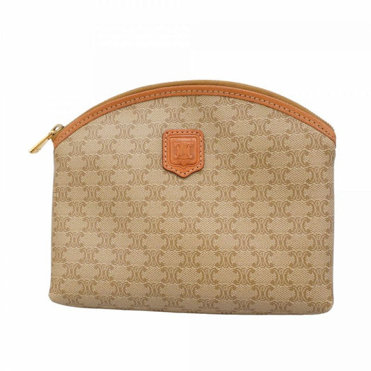 Celine Pouch Macadam PVC Beige Gold Hardware Women