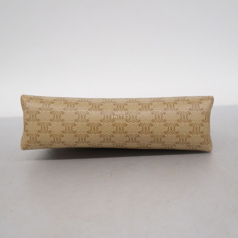 Celine Pouch Macadam PVC Beige Gold Hardware Women