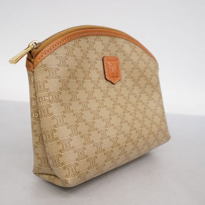 Celine Pouch Macadam PVC Beige Gold Hardware Women