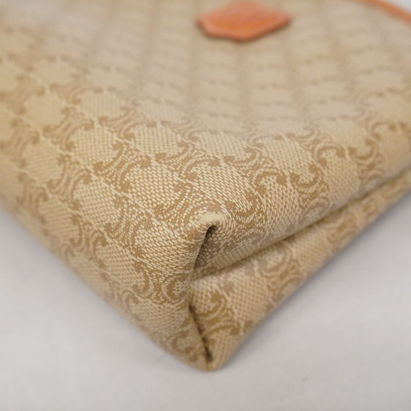 Celine Pouch Macadam PVC Beige Gold Hardware Women