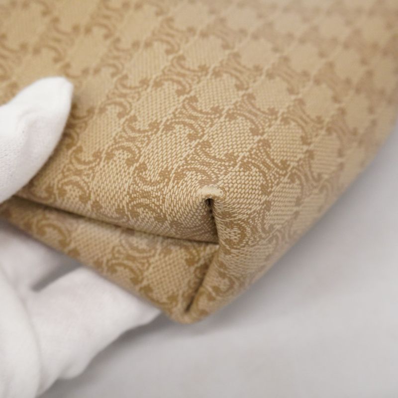 Celine Pouch Macadam PVC Beige Gold Hardware Women