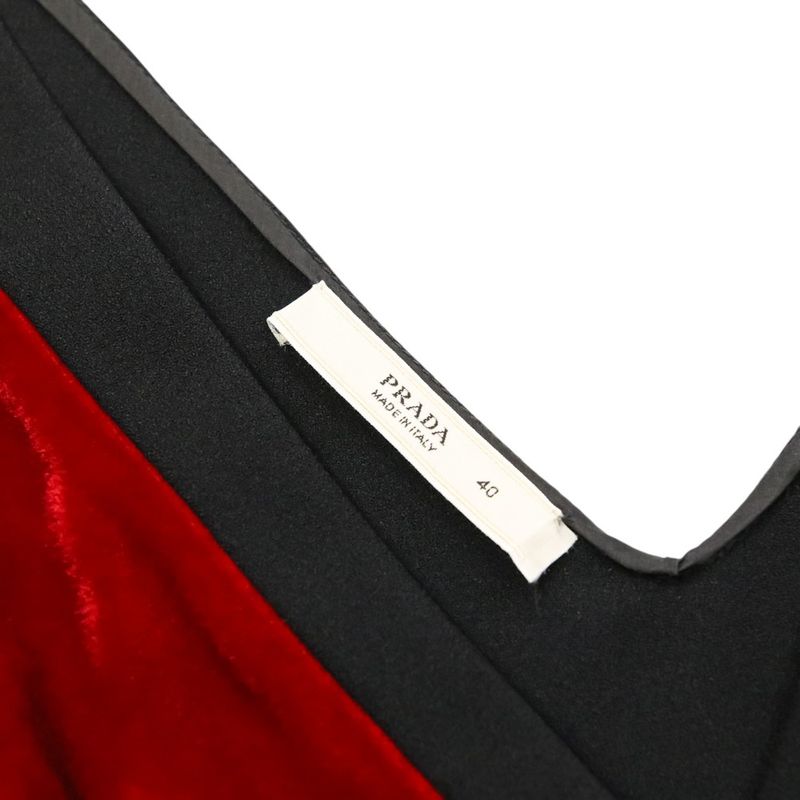 Good Prada Velour Switch Cache Coeur Dress 40 Black Red Women's Used