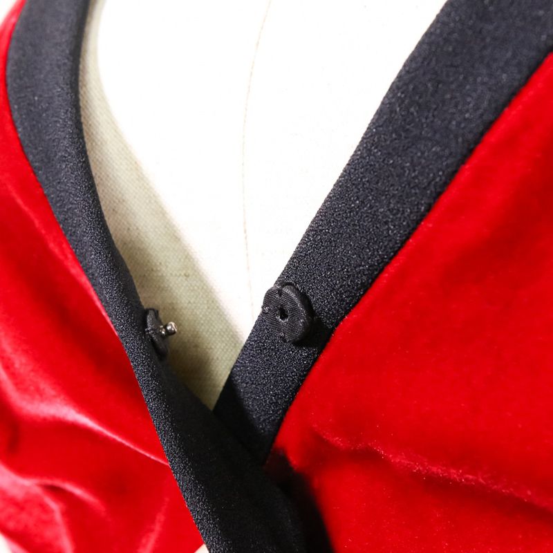 Good Prada Velour Switch Cache Coeur Dress 40 Black Red Women's Used