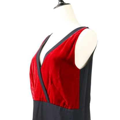 Good Prada Velour Switch Cache Coeur Dress 40 Black Red Women's Used