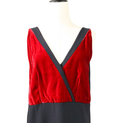 Good Prada Velour Switch Cache Coeur Dress 40 Black Red Women's Used