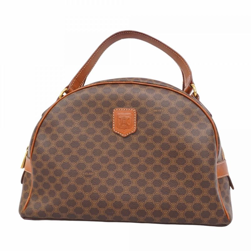 Celine Handbag Macadam PVC Brown Gold Hardware Women