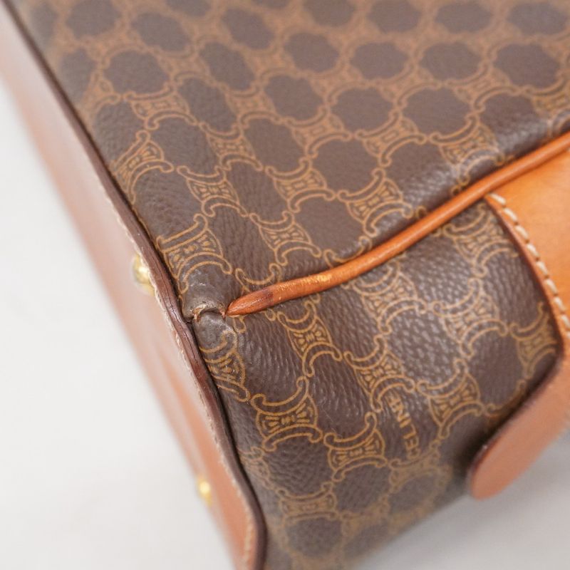 Celine Handbag Macadam PVC Brown Gold Hardware Women