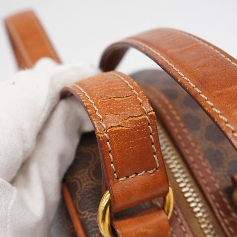 Celine Handbag Macadam PVC Brown Gold Hardware Women