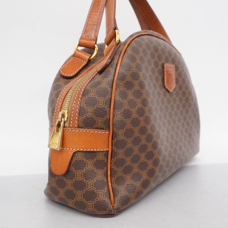 Celine Handbag Macadam PVC Brown Gold Hardware Women