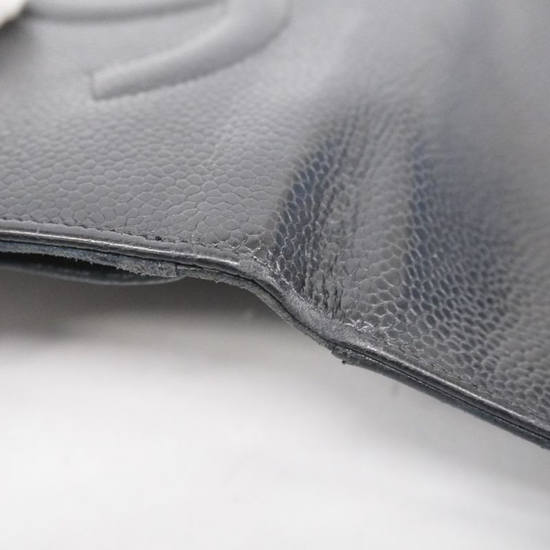 Chanel Long Wallet Caviar Skin Lambskin Black Gold Hardware Women