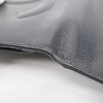 Chanel Long Wallet Caviar Skin Lambskin Black Gold Hardware Women