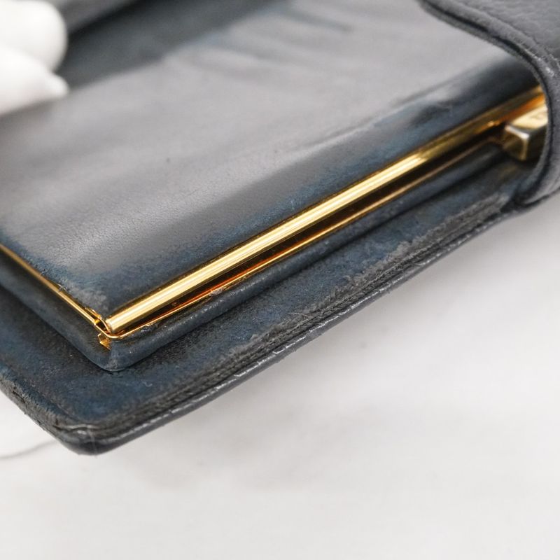 Chanel Long Wallet Caviar Skin Lambskin Black Gold Hardware Women