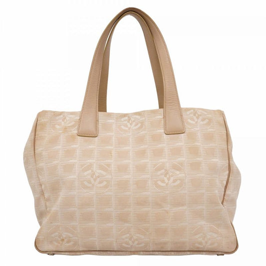 Chanel Tote New Travel Nylon Beige Silver Hardware Women's
