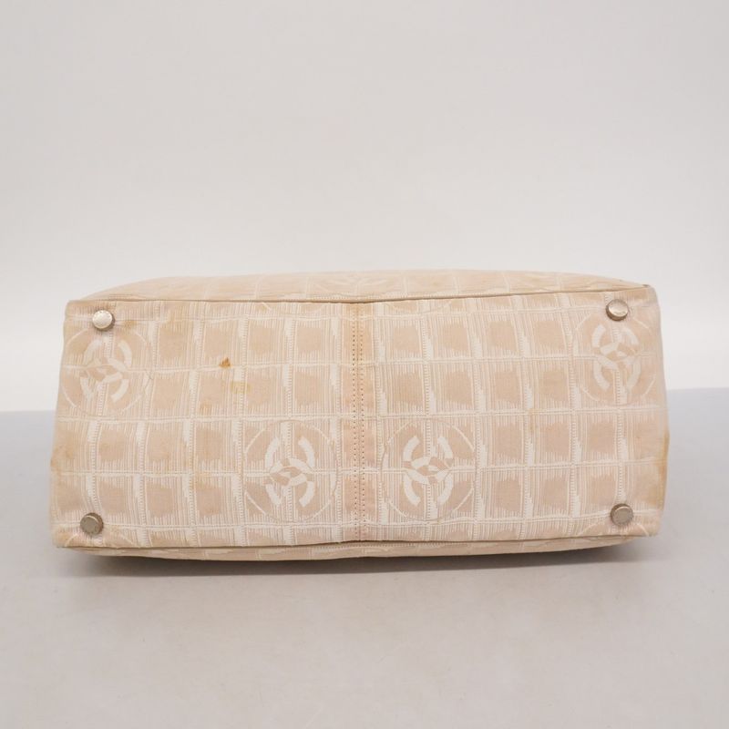 Chanel Tote New Travel Nylon Beige Silver Hardware Women's