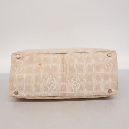 Chanel Tote New Travel Nylon Beige Silver Hardware Women's