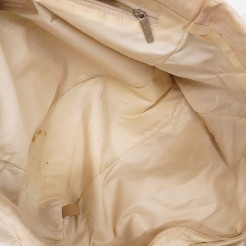 Chanel Tote New Travel Nylon Beige Silver Hardware Women's