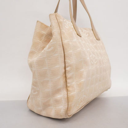 Chanel Tote New Travel Nylon Beige Silver Hardware Women's