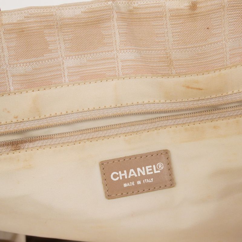 Chanel Tote New Travel Nylon Beige Silver Hardware Women's