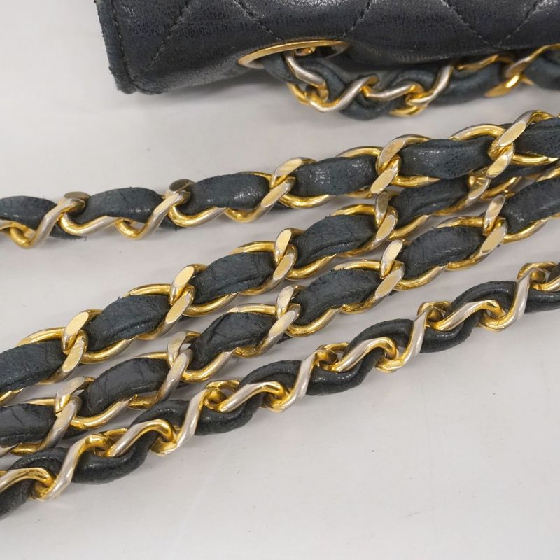 Chanel Shoulder Bag Matelasse Lambskin Black Gold Hardware Women