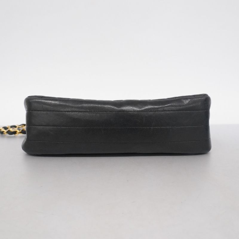 Chanel Shoulder Bag Matelasse Lambskin Black Gold Hardware Women