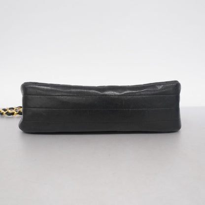 Chanel Shoulder Bag Matelasse Lambskin Black Gold Hardware Women