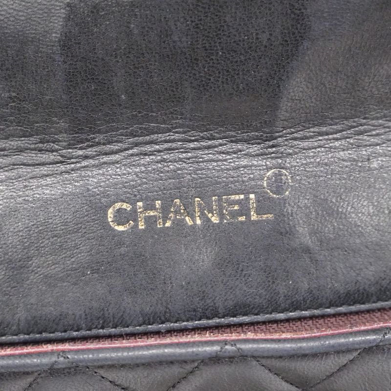 Chanel Shoulder Bag Matelasse Lambskin Black Gold Hardware Women