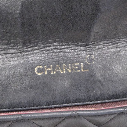 Chanel Shoulder Bag Matelasse Lambskin Black Gold Hardware Women