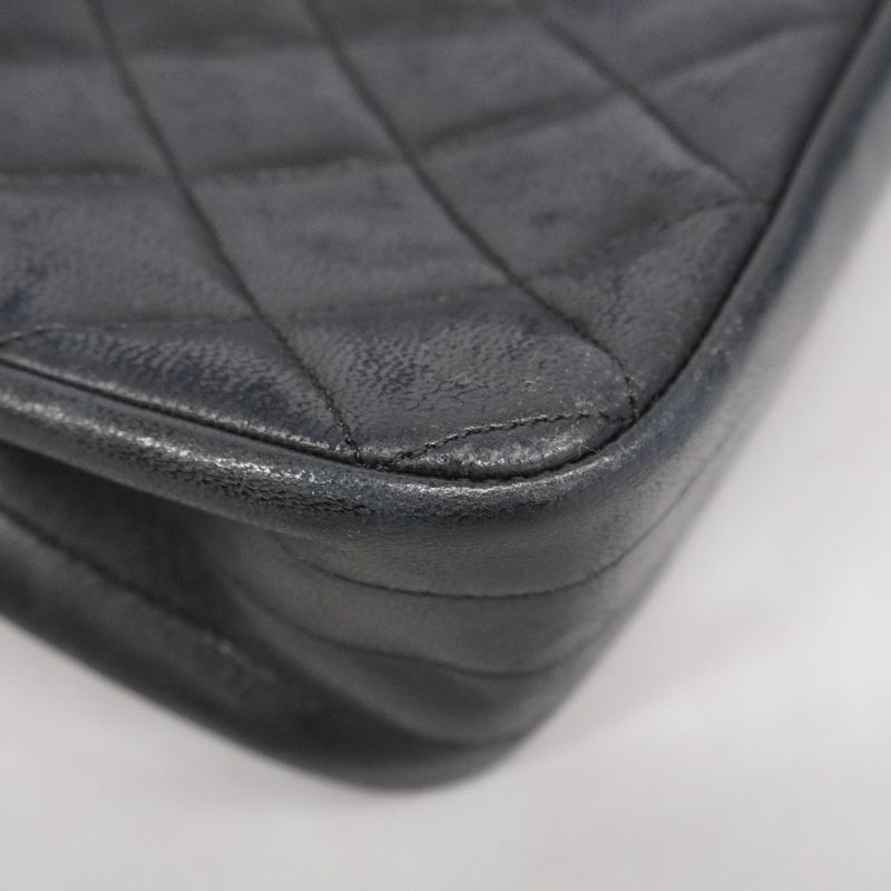 Chanel Shoulder Bag Matelasse Lambskin Black Gold Hardware Women