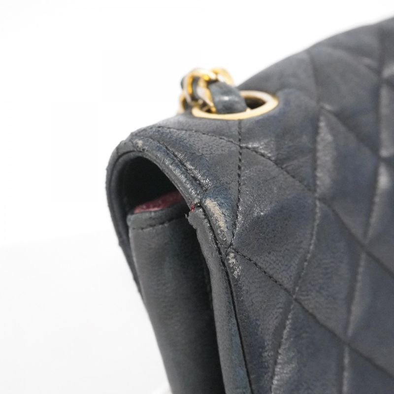 Chanel Shoulder Bag Matelasse Lambskin Black Gold Hardware Women