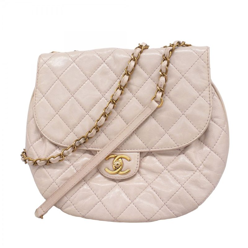 Chanel Shoulder Bag Matelasse Leather Light Pink Gold Hardware Women