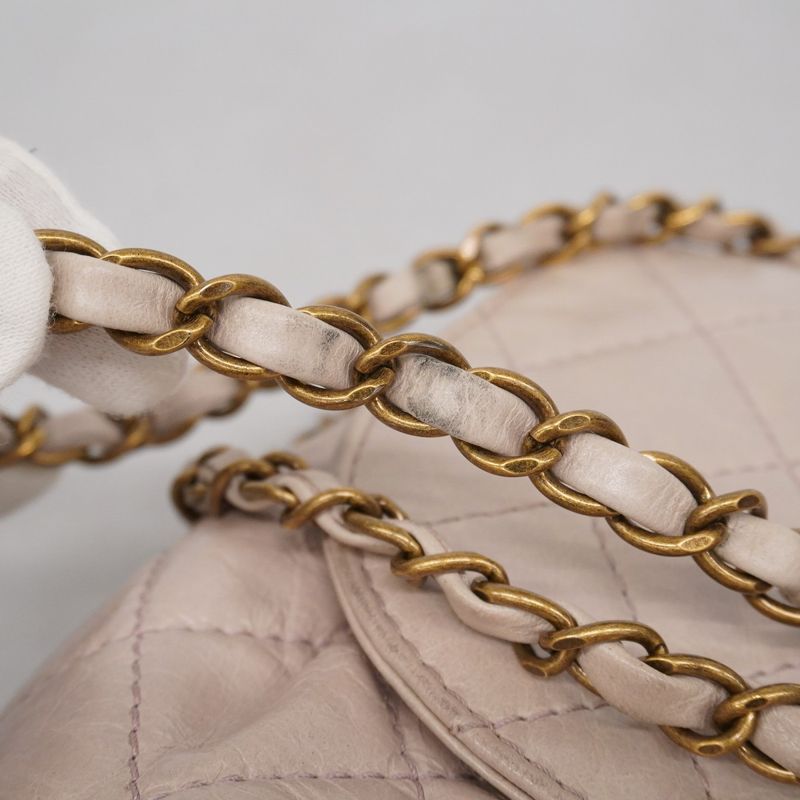 Chanel Shoulder Bag Matelasse Leather Light Pink Gold Hardware Women