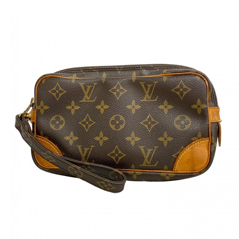 Louis Vuitton Clutch Bag Monogram Marly Dragonne PM M51827 Brown Men's