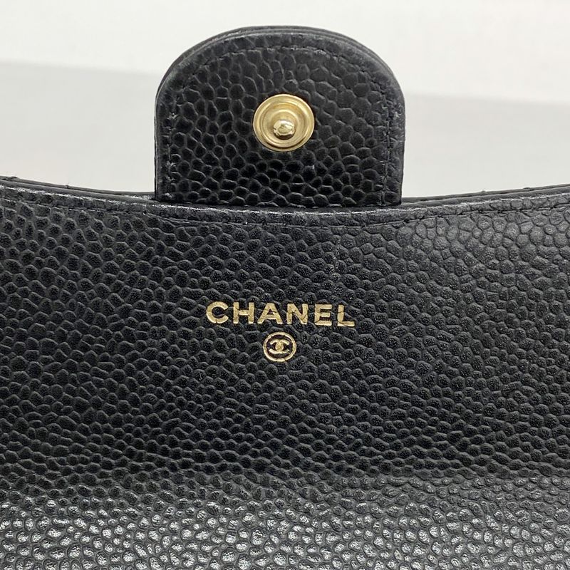 Chanel Long Wallet Matelasse Caviar Skin Black Gold Hardware Women