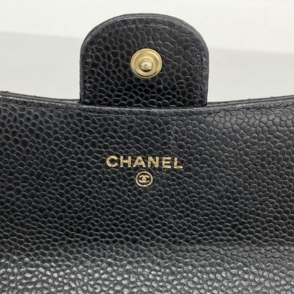 Chanel Long Wallet Matelasse Caviar Skin Black Gold Hardware Women