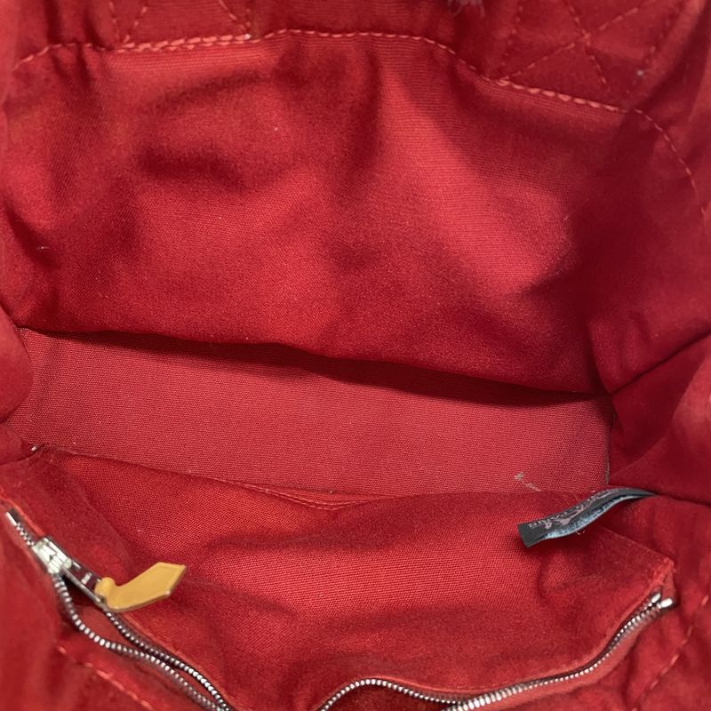 Hermes Tote Bag Deauville PM Canvas Red Silver Hardware Women