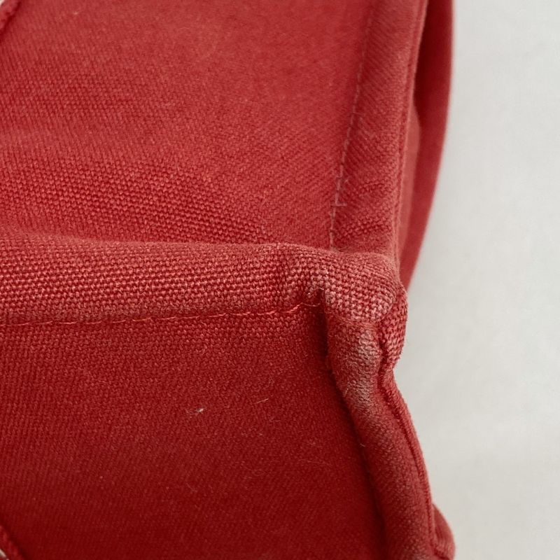 Hermes Tote Bag Deauville PM Canvas Red Silver Hardware Women