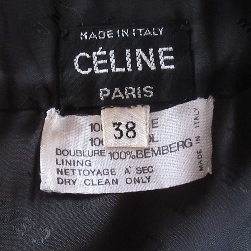 Good Celine Vintage Checkered Below Knee Length Pleated Wrap Wool Skirt 38